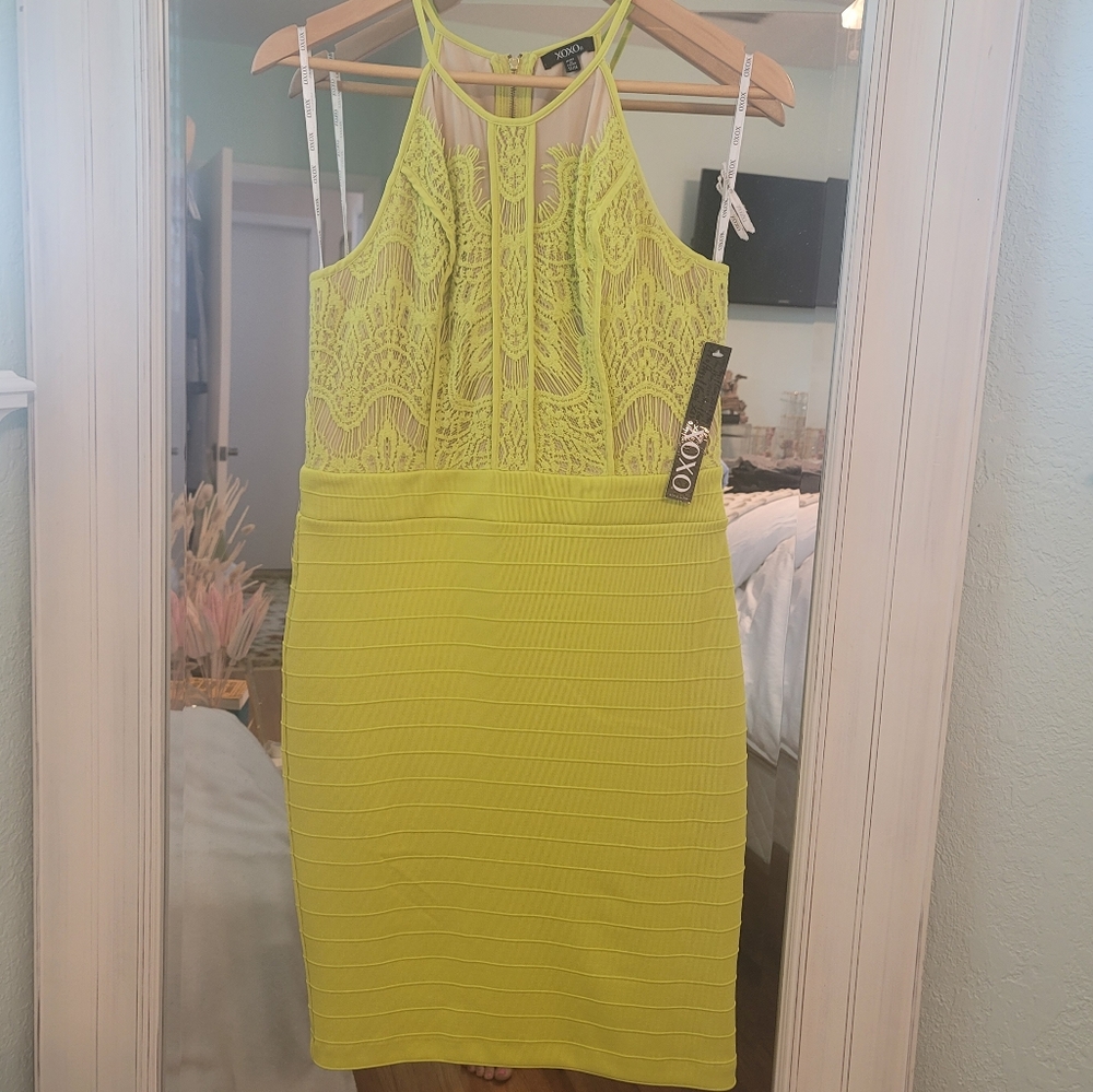 Xoxo lemon green dress size 13/14